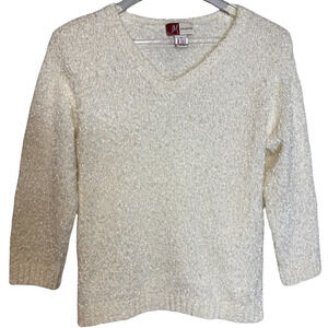 Vintage JM Collection Marled Textured Yarn 3/4 Sleeve Sweater